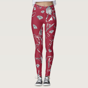 Red shattered glass and diamonds leggings