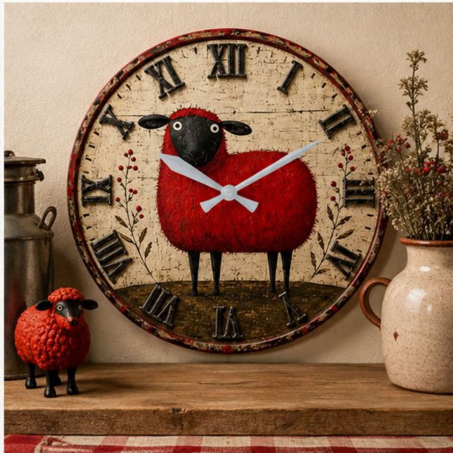 Red Sheep Large Clock (Creator Uploaded)