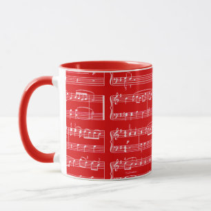 red sheet music mug