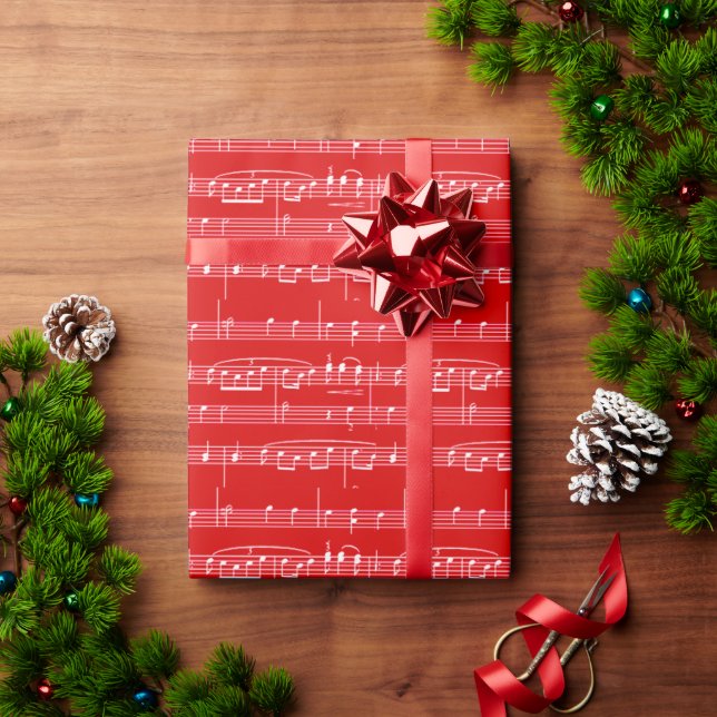 Red sheet music wrapping paper (Holiday Gift)