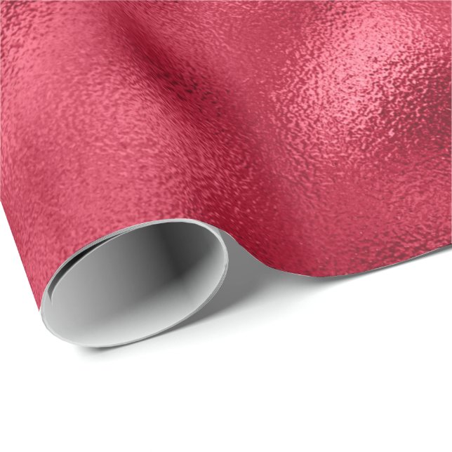 Red Shimmering Foil Christmas Holiday Wrapping Paper (Roll Corner)