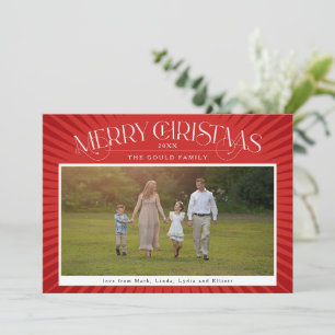 Red Shining Rays Holiday Card