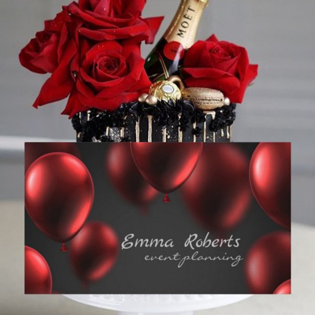 Red Shiny Balloons Business card (Creator Uploaded)