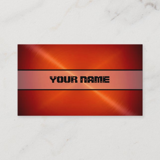 Red Shiny Stainless Steel Metal Business Card (Front)