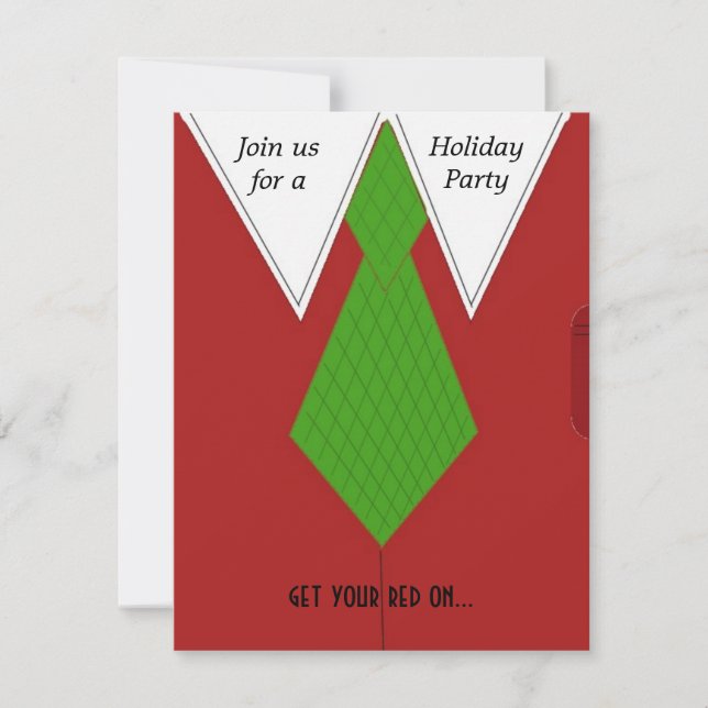 Red Shirt Holiday Party Invitation (Front)