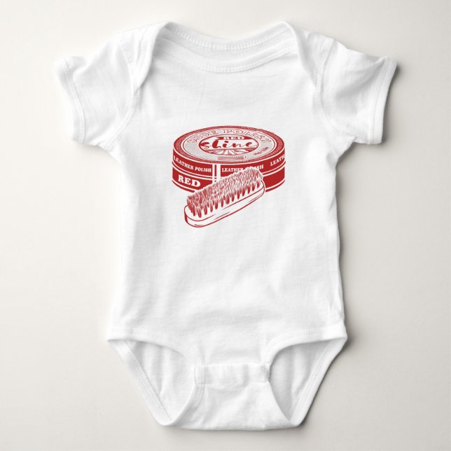 Red shoe polish baby bodysuit (Front)