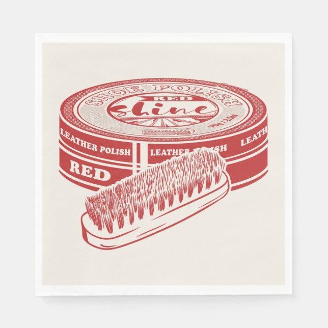 Red shoe polish tin napkin (Front)