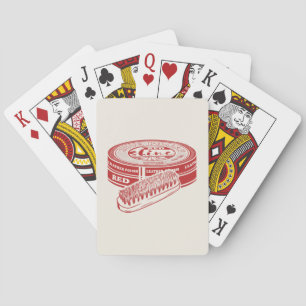 Red shoe polish tin playing cards