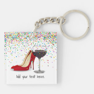Red Shoes And Red Wine Acrylic Keychain
