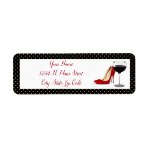Red Shoes And Red Wine Return Address Label