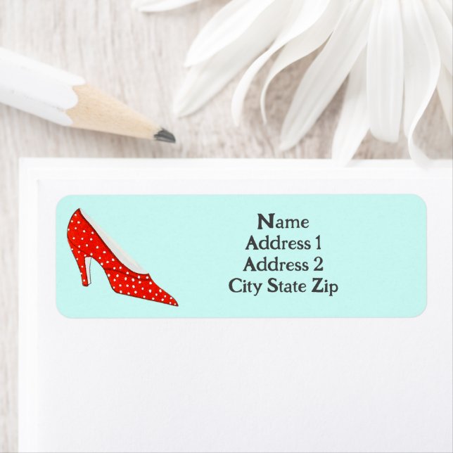 Red Shoes Customisable Return Address Label (Insitu)