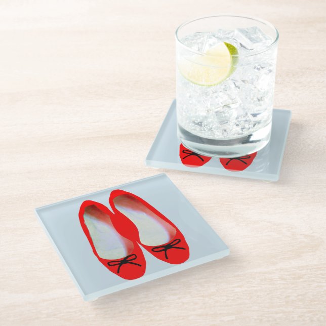 Red Shoes Glass Coaster (Angled)