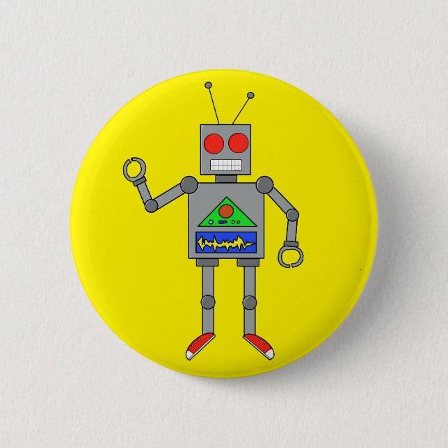 Red Shoes Robot Yellow Button Pin (Front)