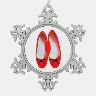 Red Shoes Snowflake Pewter Christmas Ornament