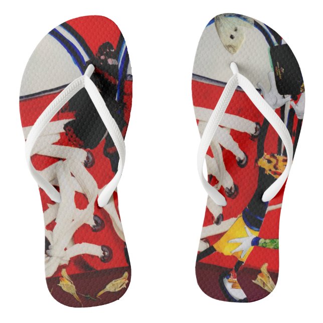 Red shoes. thongs (Footbed)