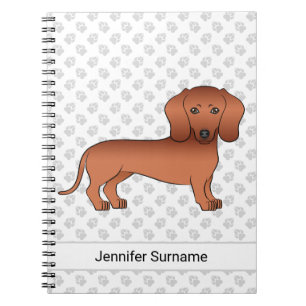 Red Short Hair Dachshund Cute Cartoon Dog & Text Notebook