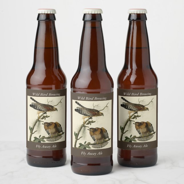 Red-shouldered Hawk - Audubon's Birds of America Beer Bottle Label (Bottles)