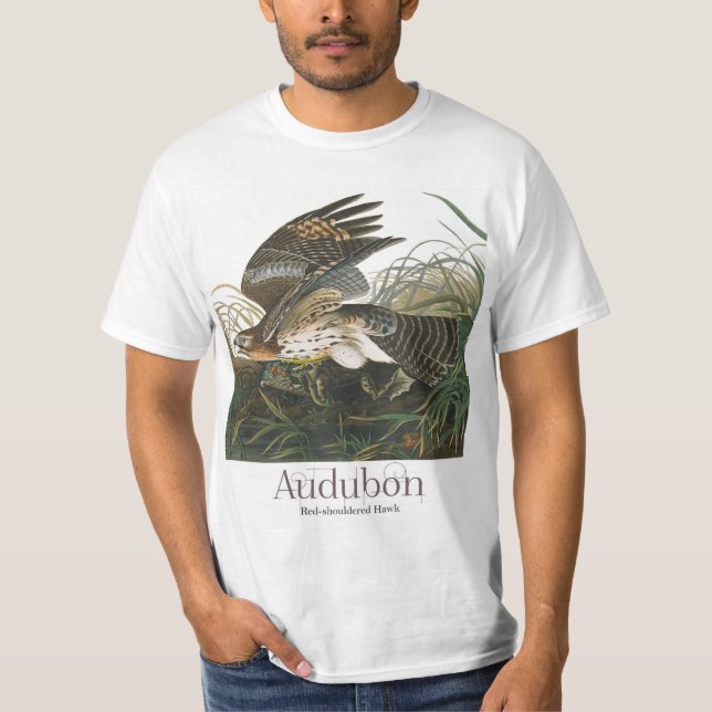 Red-shouldered Hawk by John James Audubon T-Shirt (Front)