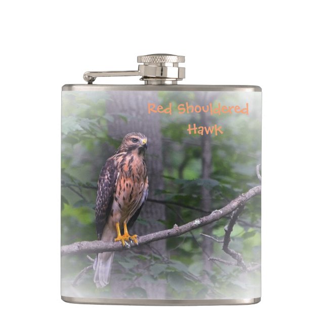 Red Shouldered Hawk Hip Flask (Front)