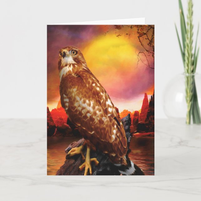 Red Shouldered Hawk LAST DESERT LIGHTS Card (Front)