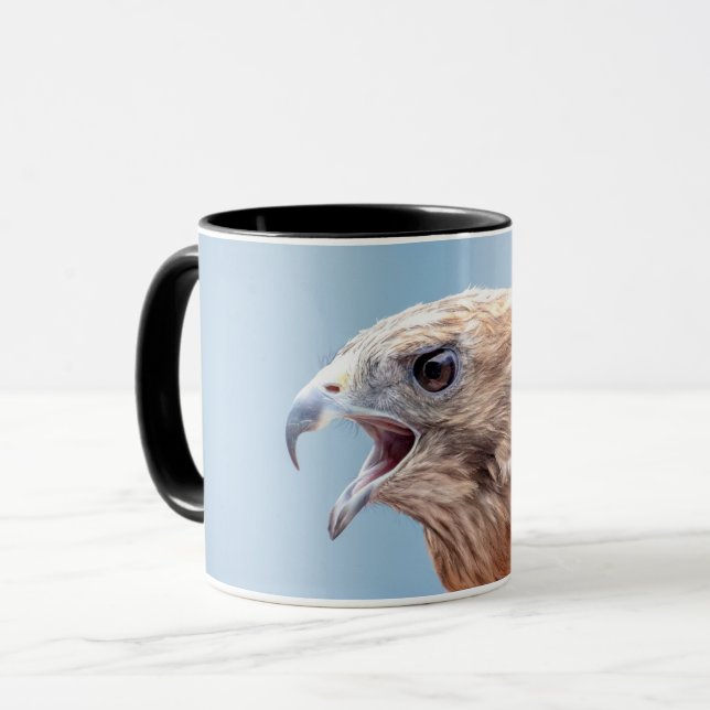 Red Shouldered Hawk on a rock Mug (Front Left)