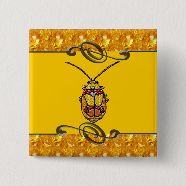 Red Shouldered Leaf Beetle 15 Cm Square Badge (Front)
