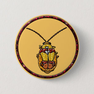 Red Shouldered Leaf Beetle 6 Cm Round Badge