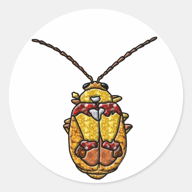 Red Shouldered Leaf Beetle Classic Round Sticker (Front)