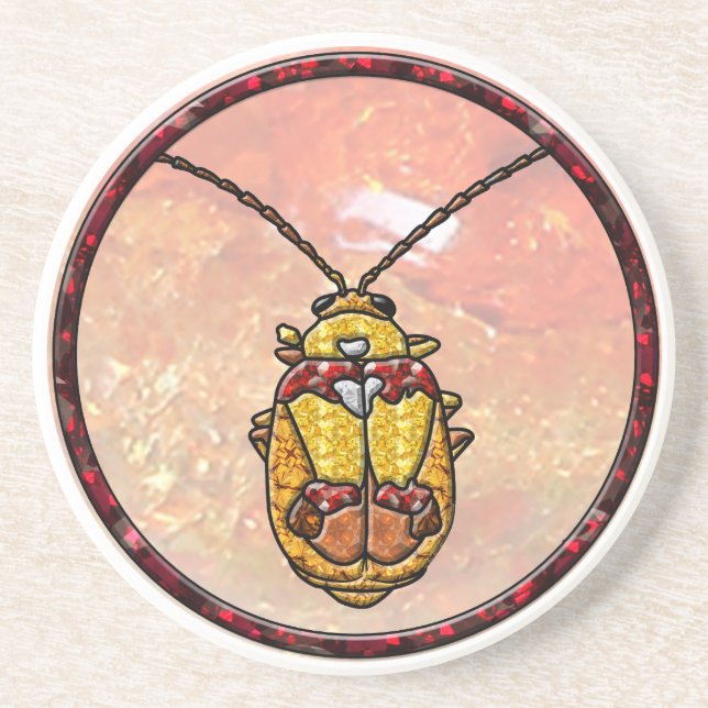 Red Shouldered Leaf Beetle Coaster (Front)