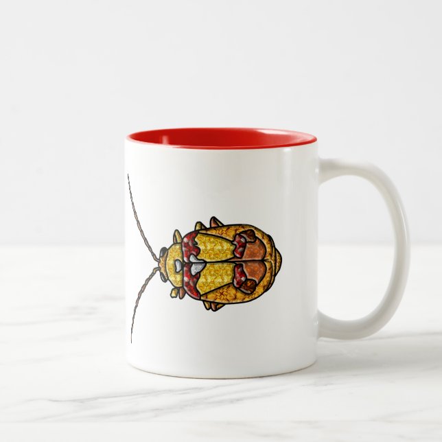 Red Shouldered Leaf Beetle Two-Tone Coffee Mug (Right)