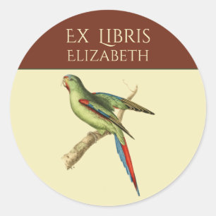 Red-shouldered Parakeet Bookplate Classic Round Sticker