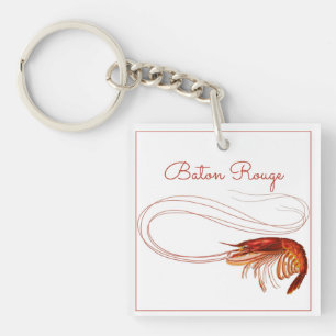 Red Shrimp on White   Key Ring