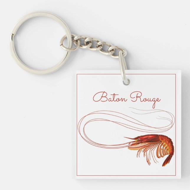 Red Shrimp on White   Key Ring (Front)