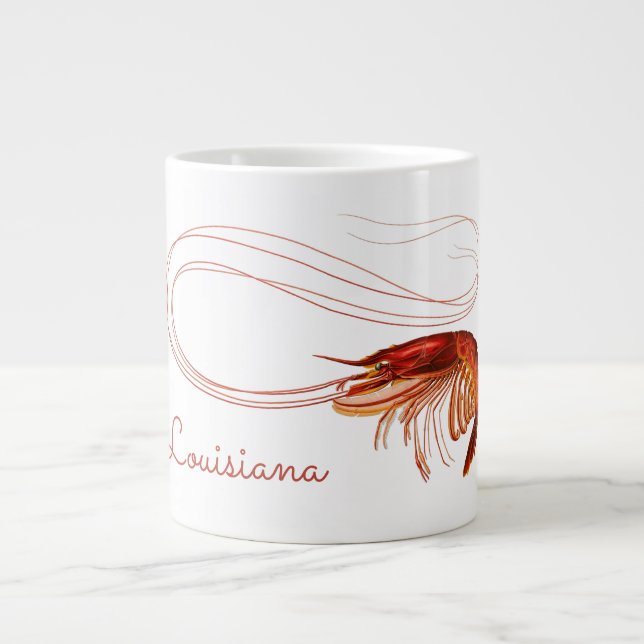 Red Shrimp on White    Large Coffee Mug (Front)