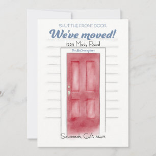 Red Shut The Front Door Anouncement Card