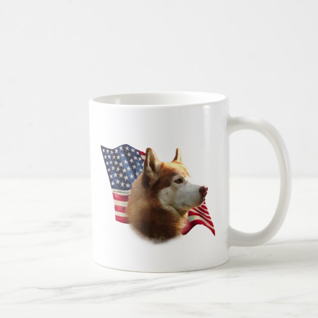Red Siberian Husky Flag Coffee Mug (Right)