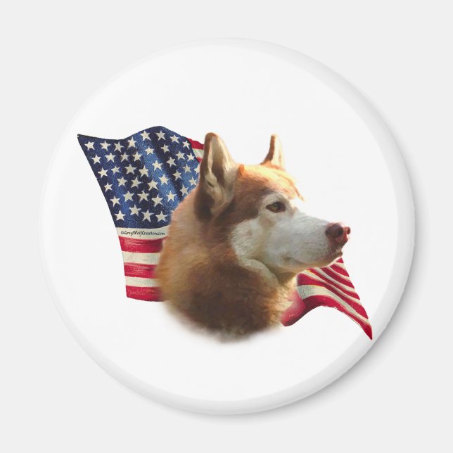 Red Siberian Husky Flag - Magnet (Front)