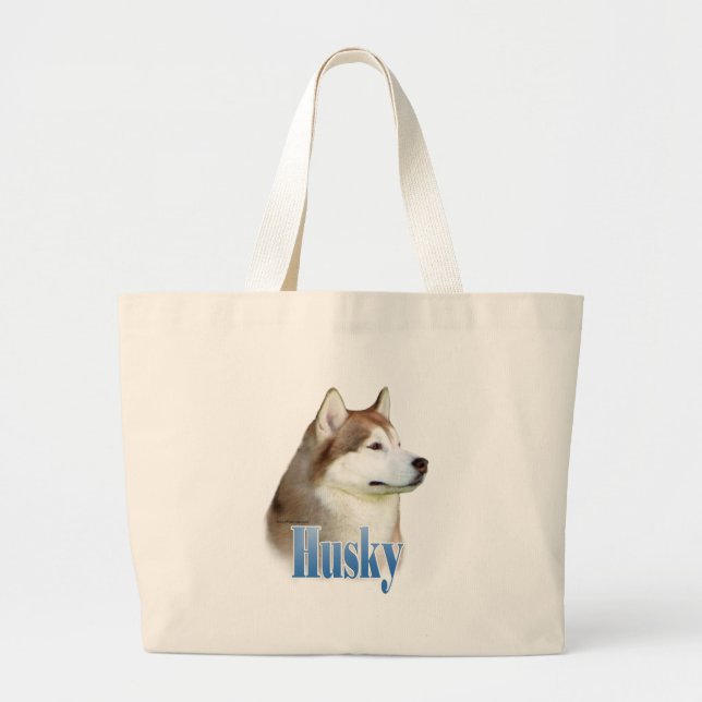 Red Siberian Husky Name Large Tote Bag (Front)