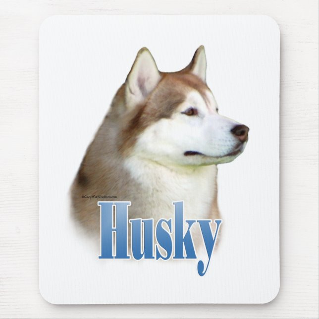 Red Siberian Husky Name Mouse Pad (Front)