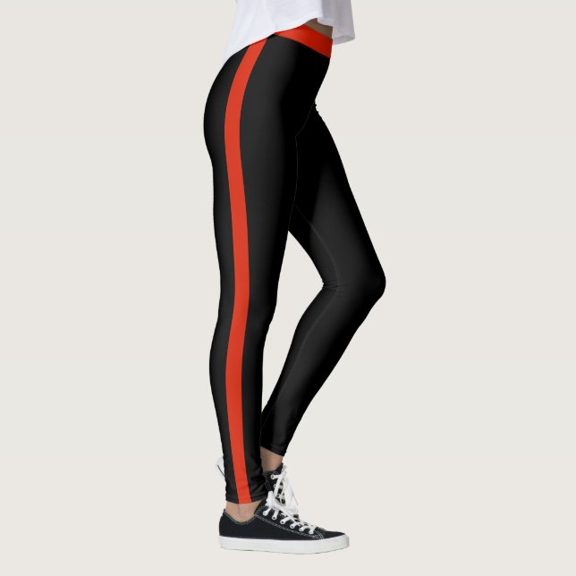 Red Side Stripe Black Leggings (Right)
