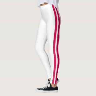 Red Side Stripe White Leggings Choose Your Colours