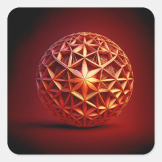 Red Sierpinski Gasket Fractal Square Sticker