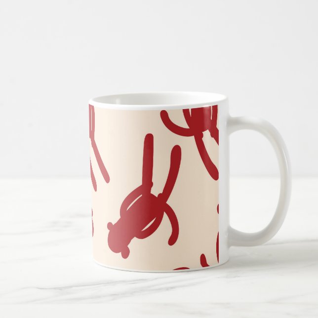 Red Silhouette Sock Monkey Print Coffee Mug (Right)