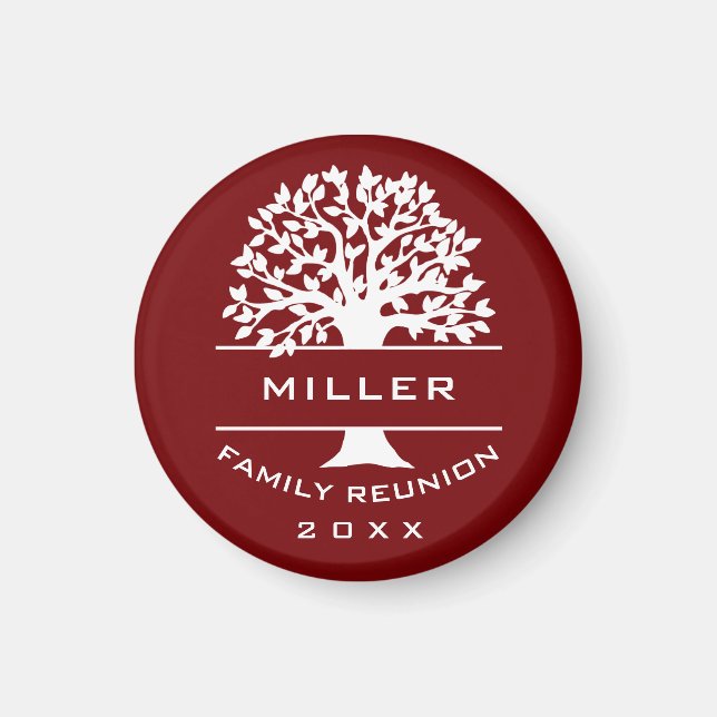 Red Silhouette Tree Family Reunion Souvenir Gift Magnet (Front)