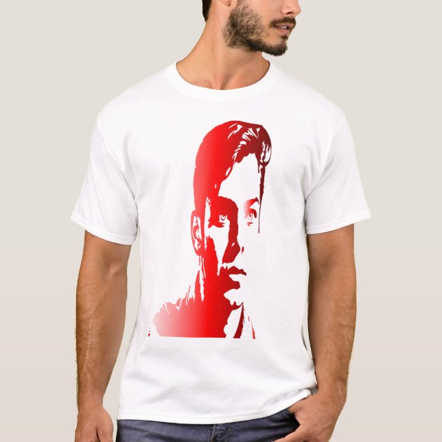 Red silhuette a young man visually impactful image T-Shirt (Front)