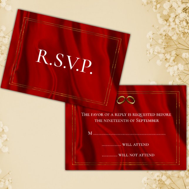 Red Silk and Gold Wedding RSVP (Creator Uploaded)