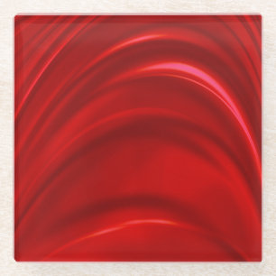 Red Silk Glass Coaster