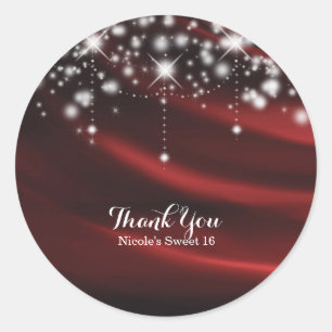 Red Silk & Sparkle Glam Hollywood Custom Favour Classic Round Sticker