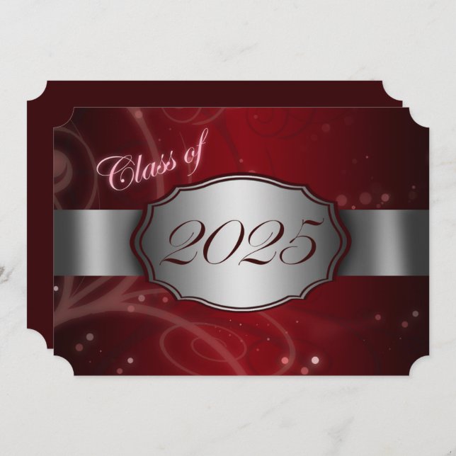 Red & Silver 2025 Graduation Party Invitation (Front/Back)