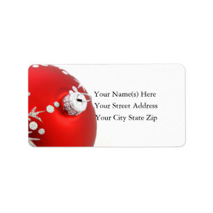 Red & Silver Christmas Ornament Address Label